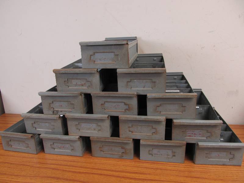 lot 63 image: Large Lot of Vintage Industrial Steel Cabinet Drawers