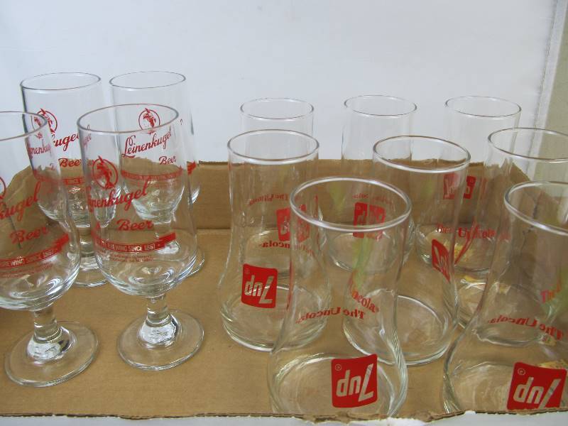 lot 80 image: Large Lot of Vintage Leinekugels & 7UP Glasses