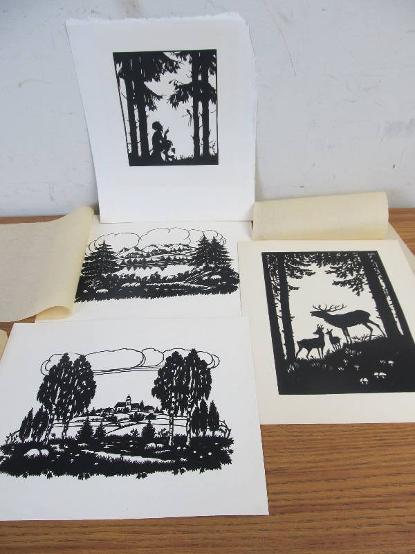 lot 85 image: 4 Old Vintage Hand Cut Silhouette Artworks 