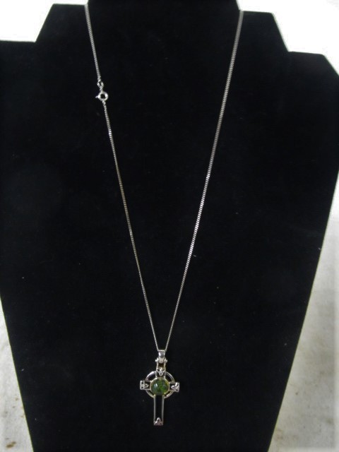 lot 42 image: Sterling Silver Celtic Irish Cross Pendant