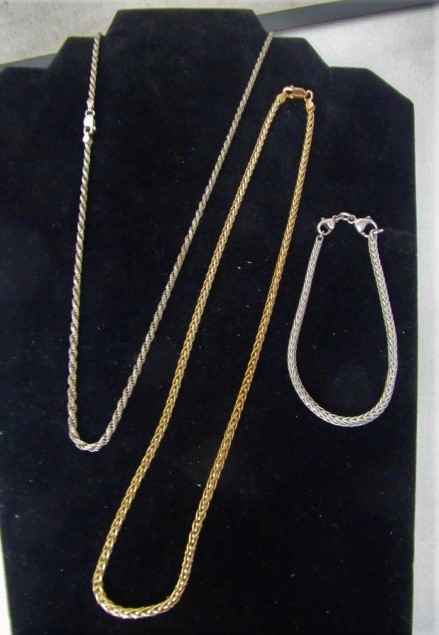 lot 46 image: Italian Sterling Silver Braided Sterling Silver Necklaces & Bracelet