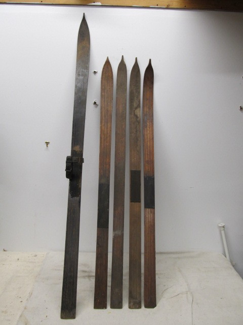 lot 52 image: Lot of VintageAntique Wooden Snow Skis