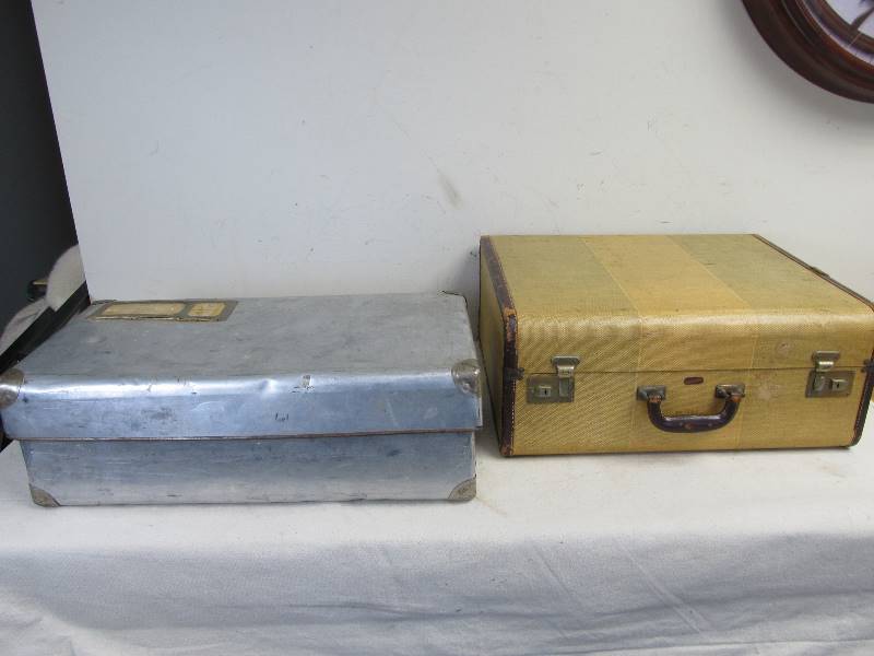 lot 137 image: Vintage 1930s Suitcase & Metal Storage Box
