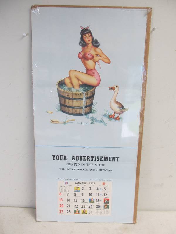 lot 151 image: Large Original 1952 Salesman Sample PINUP Advertising Calendar