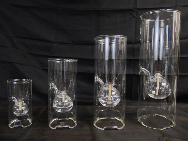 lot 94 image: Set of 4 High End WOLFARD Graduated Hand Blown Glass Oil LampCandles