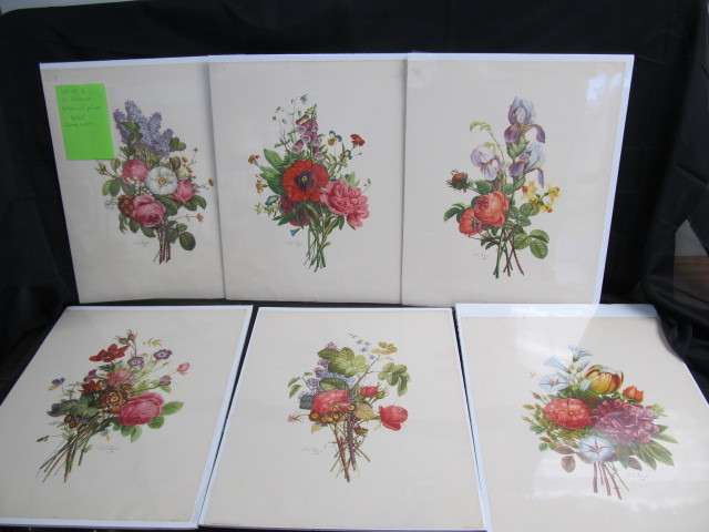 lot 95 image: Lot of 6 Vintage J.L. Prevost Botanical Prints - 16 x 20