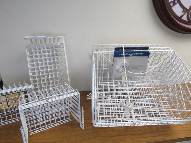 lot 123 image: Large Lot of NEW Hanging Wire Storage Baskets