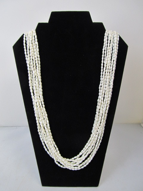 lot 3 image: Genuine 10 Strand LONG Freshwater Pearl Necklace
