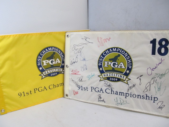 lot 6 image: PGA Championship at Hazeltine Player Signed Flag & Commemorative Flag
