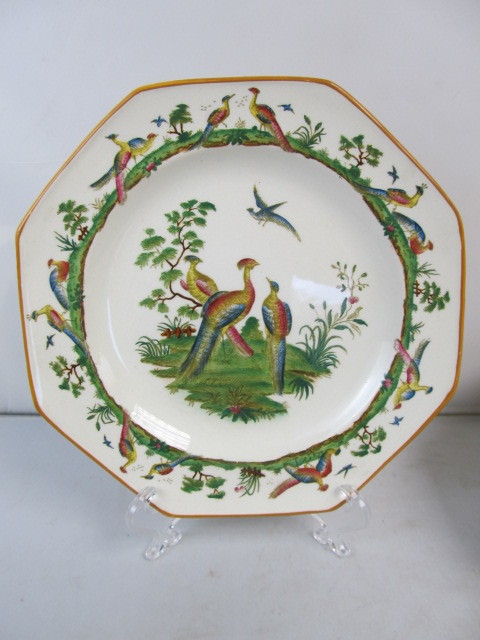 lot 162 image: Antique Hand Painted Signed Wedgwood Octagonal Plates