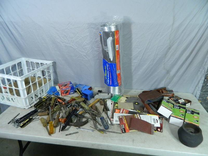 lot 113 image: Hand Tools, Sanding Belts, Etc