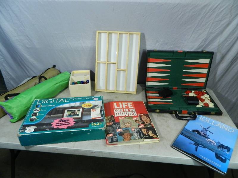 lot 129 image: Backgammon, Tents, Digital Picture Frame, Etc