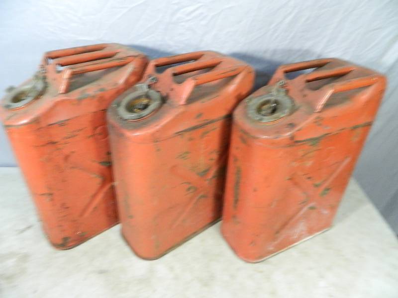 lot 130 image: 3 Army Jerry Gas Cans
