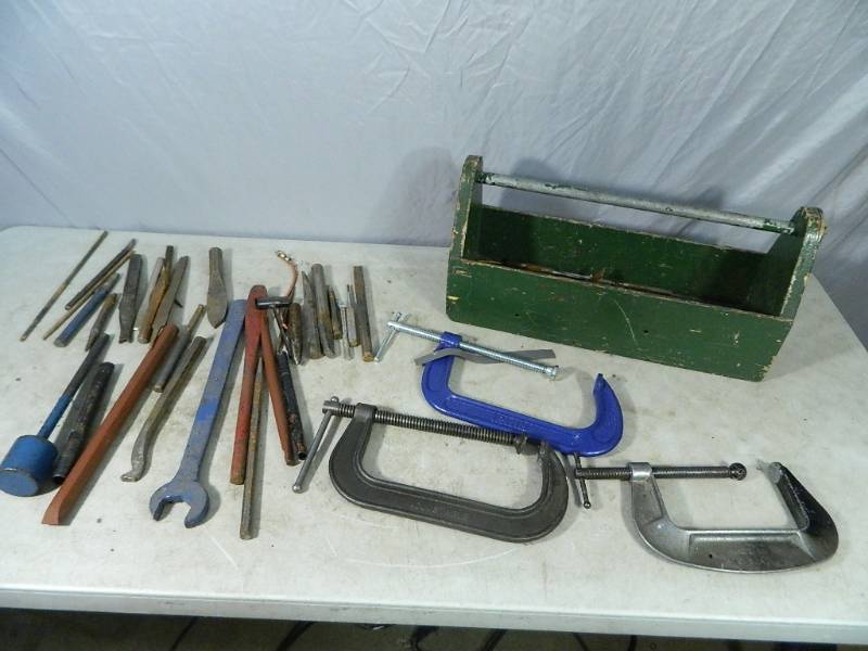 lot 195 image: C-Clamps, Chisels, Wrenches, Etc