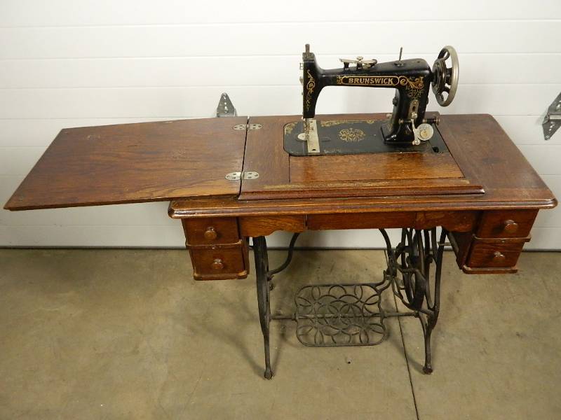 lot 210 image: Brunswick Treadle Sewing Machine