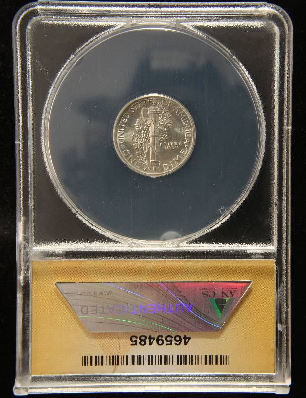 1943-S MERCURY DIME MS64 FSB ANACS