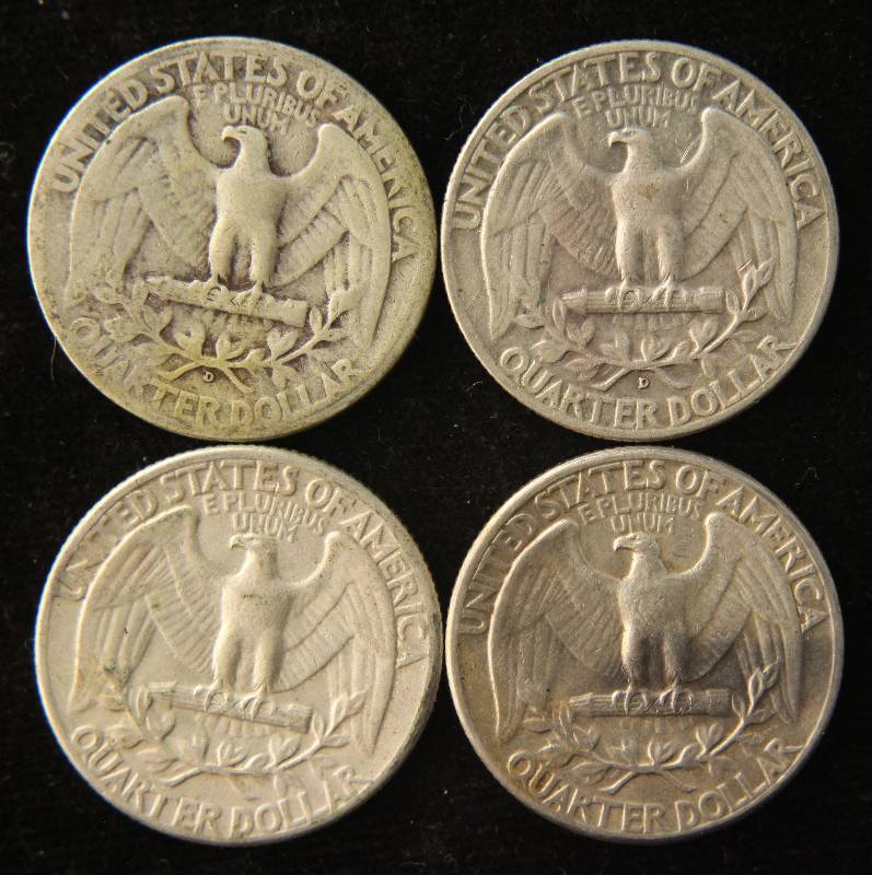GROUP OF 4 SILVER WASHINGTON QUARTERS