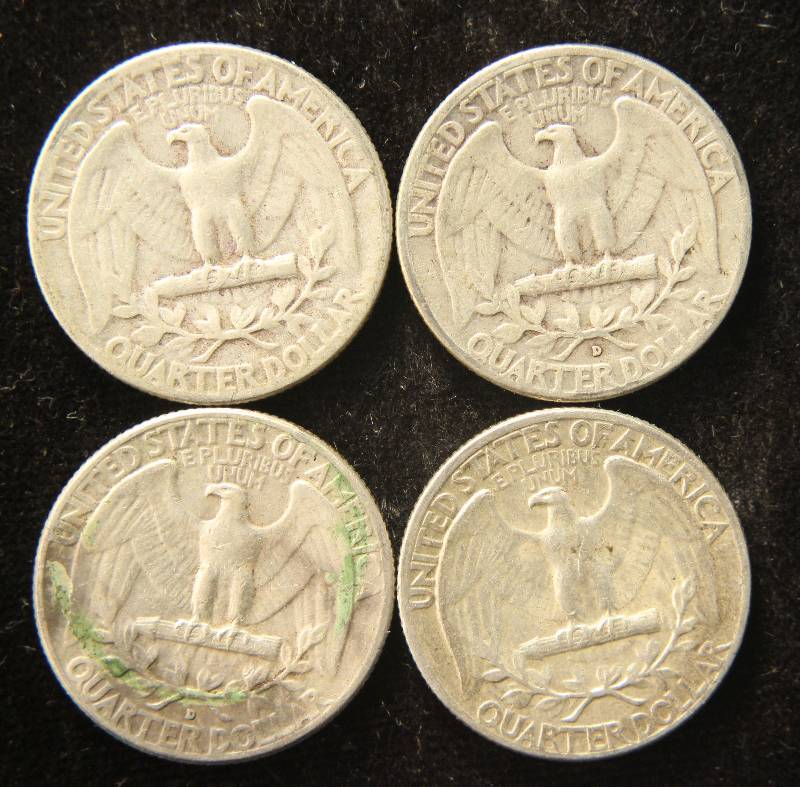 GROUP OF 4 SILVER WASHINGTON QUARTERS