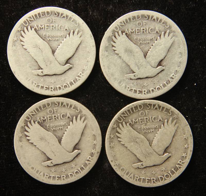 4 STANDING LIBERTY QUARTERS 1925, 1926, 1927, 1928