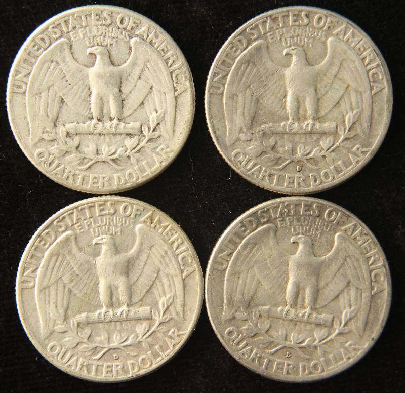 GROUP OF 4 SILVER WASHINGTON QUARTERS