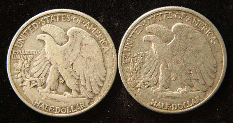 2 SILVER WALKING LIBERTY HALF DOLLARS