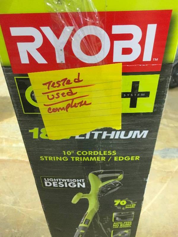 Ryobi ONE 18-Volt Lithium-Ion Electric Cordless String Trimmer and Edger - 1.3 Ah Battery and Charger Included in working conditions