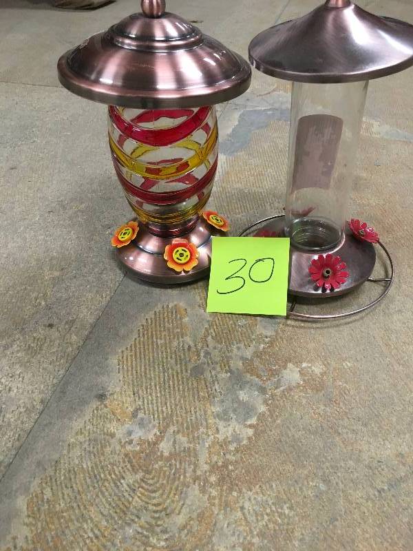 Hand-painted Swirl Glass Hummingbird Feeder