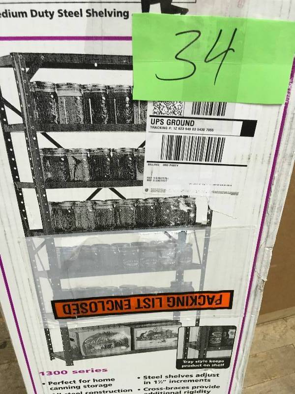 Edsal 60 in. H x 30 in. W x 12 in. D Steel Canning Shelving Unit in Gray not used