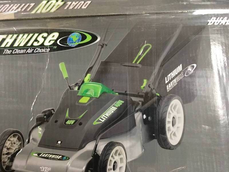 Earthwise 18 in. 3-in-1 40-Volt Lithium-Ion Cordless Battery Walk Behind Electric Push Mower in working condition