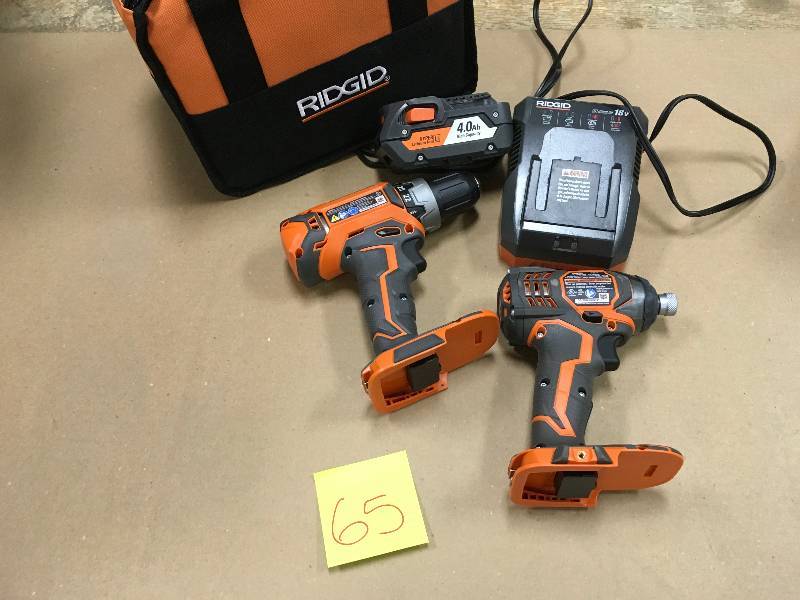 Ridgid 18-Volt X4 Li-Ion Cordless DrillDriver and Impact Driver 2-Tool Combo Kit with (1) 1.5Ah Batteries, Charger and Bag in working condition