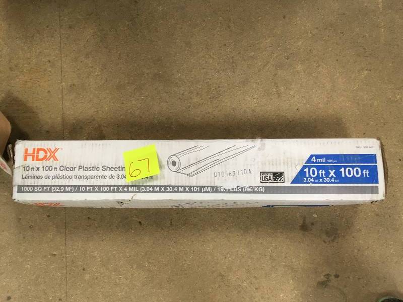 HDX 10 ft. x 100 ft. Clear 4 mil Plastic Sheeting not used