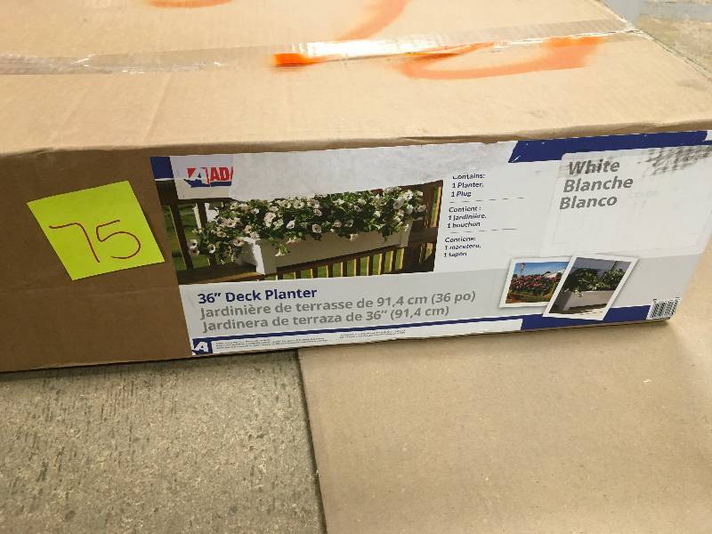 Adams 36 in. x 15 in. White Resin Deck Planter