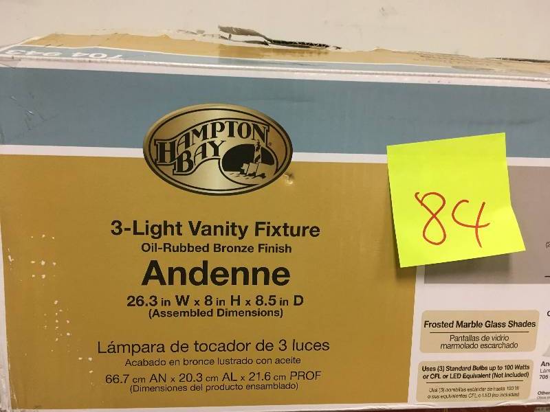 Hampton Bay Andenne 3-Light Oil Rubbed Bronze Vanity Light with Bell Shaped Marbleized Glass Shades