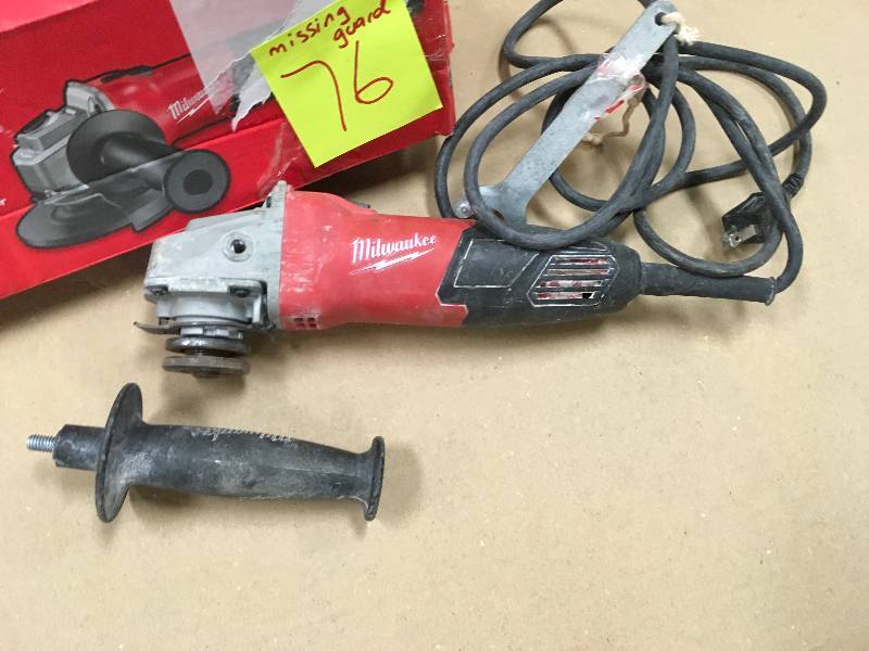 Milwaukee 7 Amp Corder 4-12 in. Small Angle Grinder with Sliding Lock-On Switch used in working conditions missing Guard