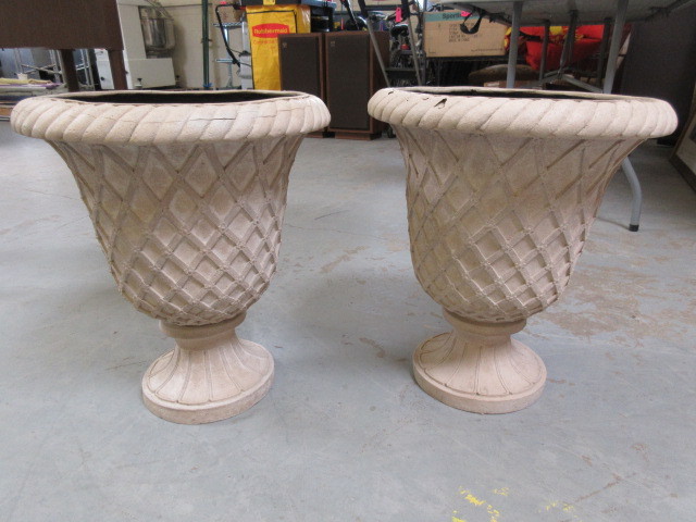 lot 524 image: TWO DECORATIVE RESIN PLANTERS
