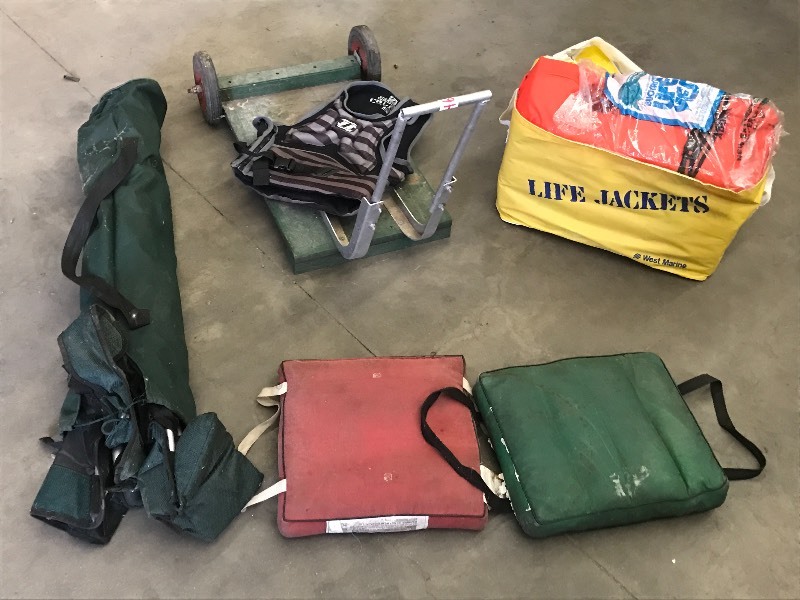 lot 46 image: Lot Of Floor Cart, Marine Cushions...