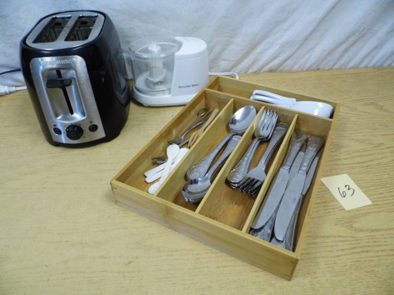 lot 63 image: Toaster - Chopper - Silverware