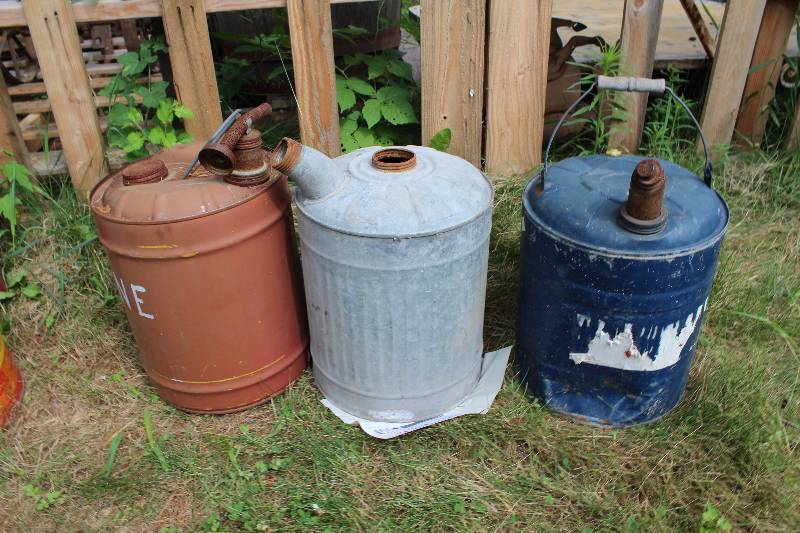 Lot of (3) Metal Gas Cans