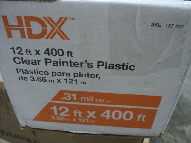lot 104 image: HDX clear painters plastic 12 x 40...