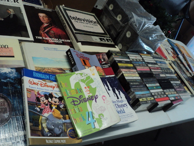 lot 169 image: vintage lot, books, blank VCR tapes...