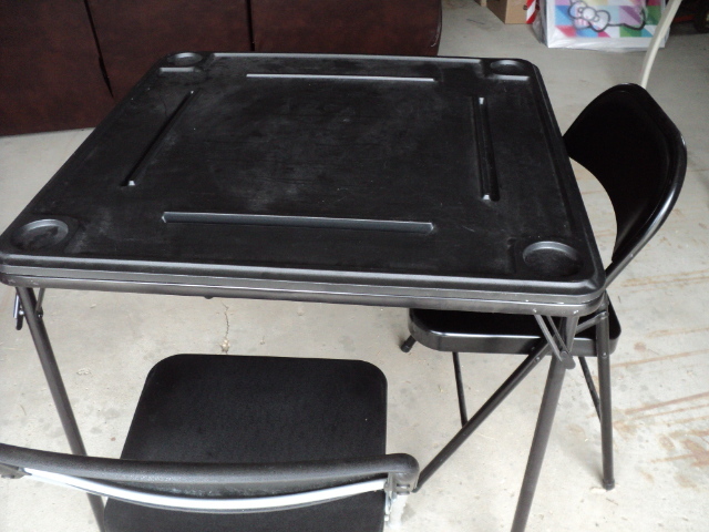 lot 234 image: folding game table and 2 chairs...