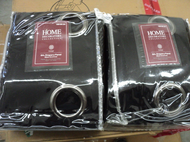 lot 254 image: 2 black grommet 84 drapery panels...