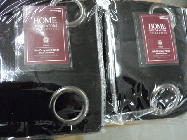 lot 255 image: 2 black grommet 84 drapery panels...