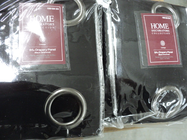 lot 256 image: 2 black grommet 84 drapery panels...