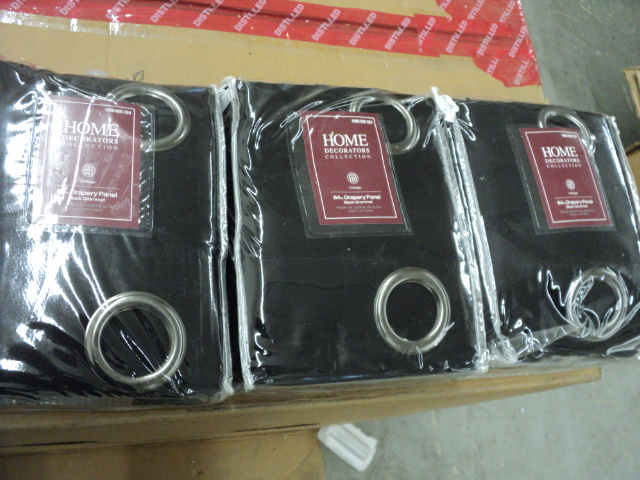 lot 258 image: 3 black grommet 84 drapery panels...