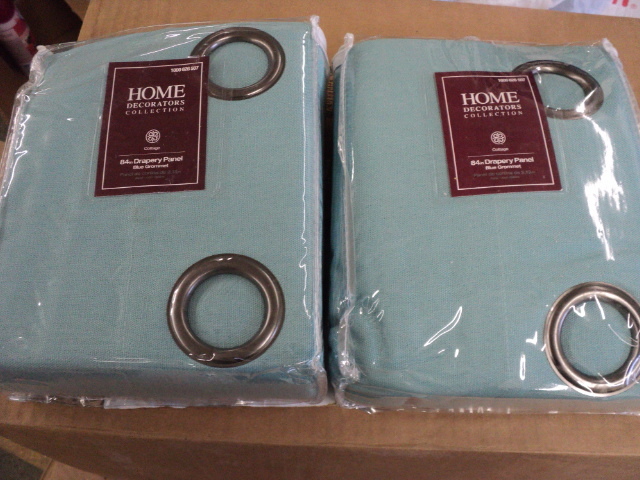 lot 259 image: 2 blue grommet 84 drapery panels...