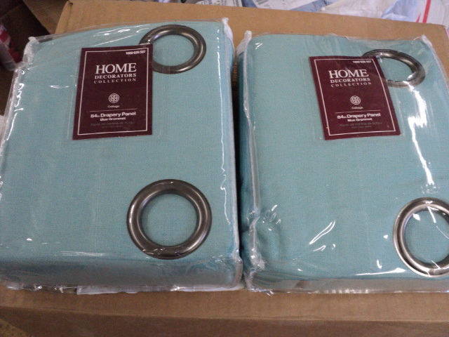 lot 260 image: 2 blue grommet 84 drapery panels...