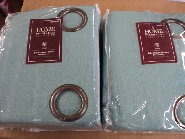 lot 261 image: 2 blue grommet 84 drapery panels...