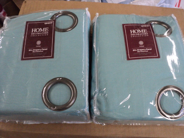 lot 262 image: 2 blue grommet 84 drapery panels...