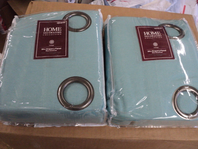 lot 263 image: 2 blue grommet 84 drapery panels...